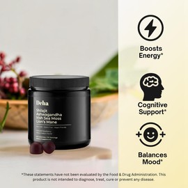 Deha Shilajit Gummies with Ashwagandha Sea Moss Lion’s Mane Beet Root Black Seed Raspberry Watermelon Flavor Non-GMO Vegan Gluten-Free 60 Count – Herbal Dietary Supplement