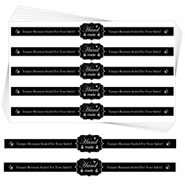 Food Retail Package Seal Stickers 9x1 Inch Safe Secure Tamper Evident Lids Stickers Tamper Proof Stickers 200 Pcs Tamper Evident Labels Sealed for Freshness Labels for Handmade Crafted Baking (Black)