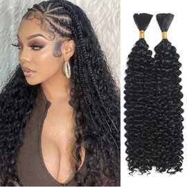 Curly Bulk Hair For Braiding Hair 18inch Wet And Wavy No Weft Quality Synthetic Hair Braiding Extensions For Boho Braids Natural Color 2 Bundles/Pack (Total 150g)