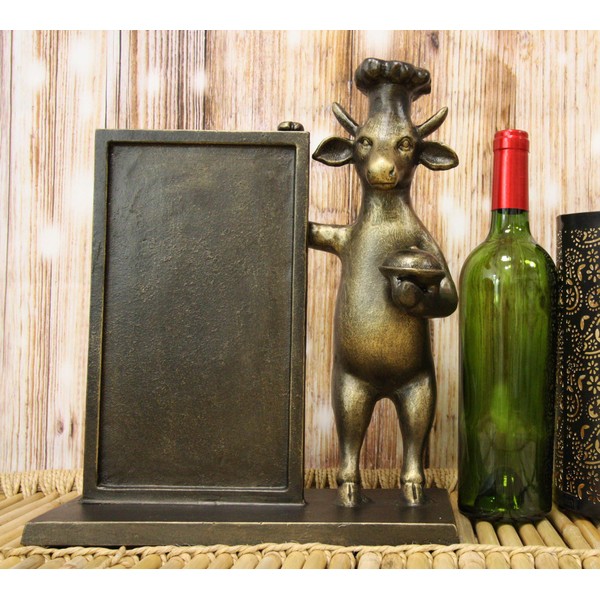 Ebros Aluminum Whimsical Wall Street Bull with Chef Hat Standing