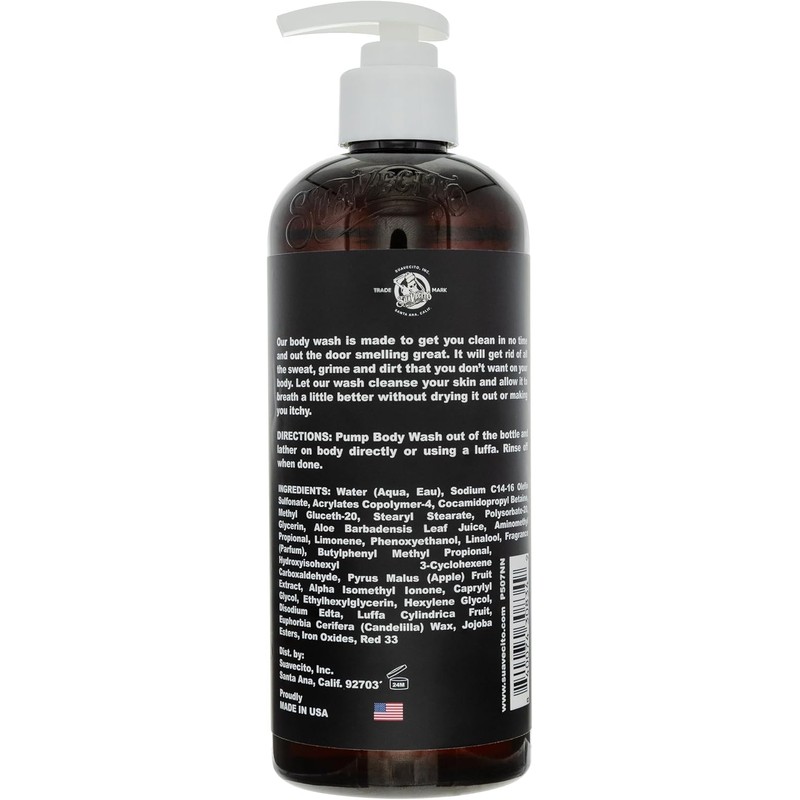 Suavecito Men's Body Wash 16 oz. Exfoliating Deep Cleaning Showering