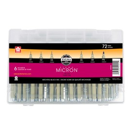 SAKURA Pigma Micron Black Ink Multi-tip Set, 72 Pen Count