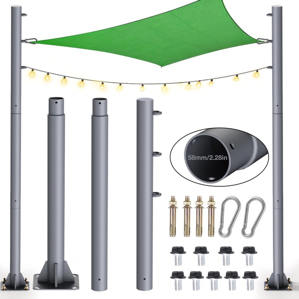 Heavy-Duty 10FT Sun Shade Sail Poles (2-Pack) | 2.0MM Thick