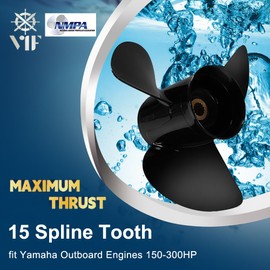 VIF OEM Upgrade 15x17 Aluminum Boat Propeller for Yamaha 150hp 175hp 200hp 220hp 225hp 250hp 300hp F150 F175 F200 F225 Outboard Engines,15 Tooth,Rh