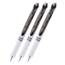 Pentel EnerGel Deluxe RTX Pearl Retractable Rollerball Gel Pen, 0.5mm, Fine Point, Black Bundle of 3 (BLN75PWA)