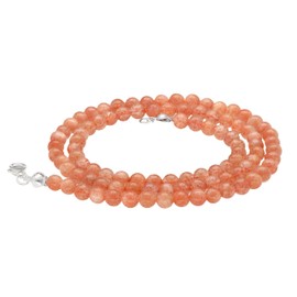 Lebensquelle Plus Gemstone Ball Chain + 925 Silver Clasp | Diameter 4 mm Balls Lobster Clasp 45 cm Long | High-Quality Chain, Stainless Steel