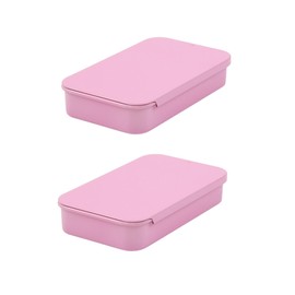 Vagocom 2Pcs Portable Floss Picks Dispenser, Empty 3.19 * 2.05 * 0.63inch / 8.1 * 5.2 * 1.6cm Floss Picks Metal Case, Mini Reusable Floss Pick Holder Boxes for Travel, Purse Essentials(Pink)