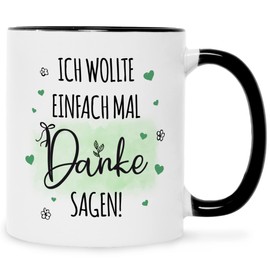 Bedruckte Tasse mit Spruch - Wollte einfach mal danke sagen - Geschenke als Danksagung - für Geschenk für Mama Papa Geburtstag Valentinstag Weihnachten - für Sie & Ihn - Farbe: Schwarz & Weiß