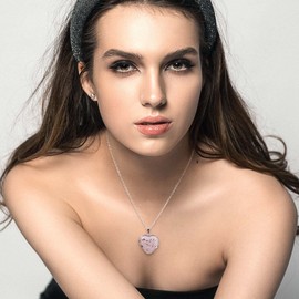 JOVIVI Natural Rose Quartz Crystal Stone Healing Reiki Lucky Pink Love Heart Pendant Necklace Silver Flower Wrapped Gemstone Jewellery Women Girls Gifts