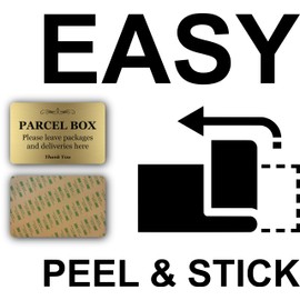 Parcel Box Sign - Manufactured from Metal. Aluminium with adhesive sticker. Notice for deliveries, packages and post. Make sure you don’t lose any mail again (Gold)