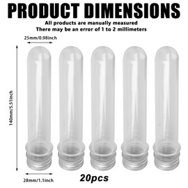 Pack of 20 PET Preform Petling with Lid, Green, Geocaching Hiding Set, Clear Petlings with Lid, Bottle Blank with Lid, Geocaching Set for Geocaching Accessories, Waterproof, Petling Clear Preforms