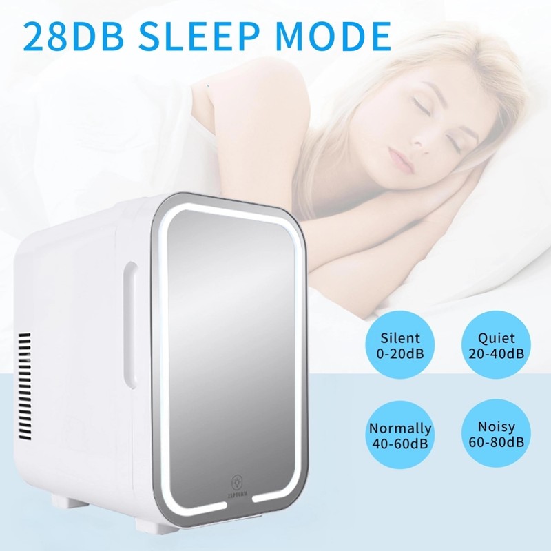 ZLPTEAM Mini Fridge with Mirror Door & Adjustable LED Lights