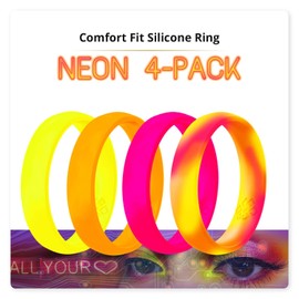 Knot Theory Neon Comfort Fit Silicone Rings for Men and Women - Sizes 4~9 4mm Slimmer Band