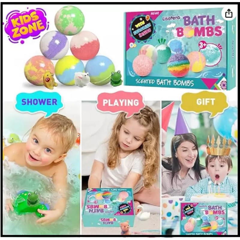 Lisotera Bath Bombs for Kids 12Pcs Bath Bombs with Surprise