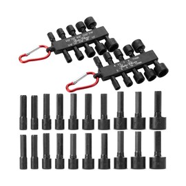 Bates- Power Nut Driver Set for Impact Drill, 20 pcs, Metric & SAE, 1/4" Hex Shank, 1/4 Impact Driver Bit Set, Nut Drivers, Impact Nut Driver Set, Nut Driver Bit Set, Drill Nut Driver Set