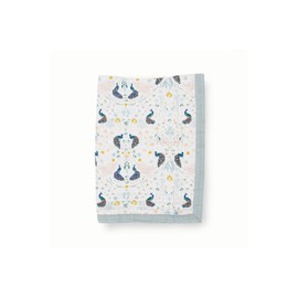 Little Unicorn Newborn Receiving Quilt | Ultra- Soft, Multi-Layered Muslin Fabric | Gift for Newborns & on-The-go (Peacock)