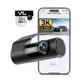 KAWA 3K Dash Cam Front, 32GB SD Card Included, Voice Control, Built-in Wi-Fi, 24/7 Parking Mode, G-Sensor, Night Vision, Loop Recording, App Control, 3K Dashcam for Cars, Truck, RV, SUV, Van-Black