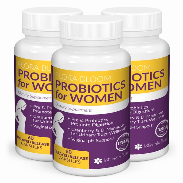 Probiotics for Women- 3 Pack(180 Capsules) - Ultimate Flora Bloom Probiotic Supplement for Women - Healthy Vaginal Odor Probiotic - Formula for pH Balance, UTI, BV & GBS Relief