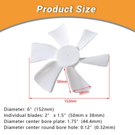 CPVNQMDG 6 Inch RV Vent Fan Blade D-Bore for Replacement Bathroom Camper and Jensen Roof Vents, Range Hoods or Any 12 Volt Motor With 0.094-Inch D-Shaped Shaft (2PCS)