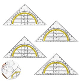 4 Stück Geodreieck Grundschule, Geodreieck Groß, Geodreieck Flexibel, Geodreieck Klein, Kunststoff, für Schule Und Büro, 14 Cm, Bruchsicher, Glasklar(Transparent)