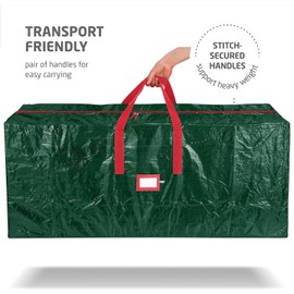 XOLY Christmas Tree Storage Bag - Fits 9 ft. Tall Christmas Trees - Durable Reinforced Carry Handles, Dual Zippered Storage Sack