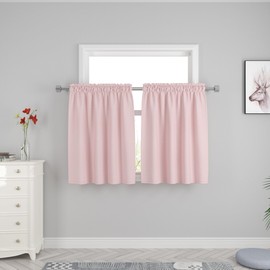 UPOPO - Cortinas de cocina de color rosa sobre el fregadero de 36 pulgadas de largo, con textura de lino para café, cortinas, para caravana, baño, privacidad, pequeña minicarela, sótano, 2 paneles de