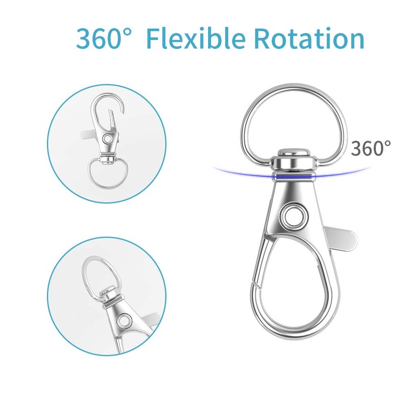 HXSEMAYIG 100PCS Keychain Hooks with Key Rings,.Metal Swivel Lobster Claw