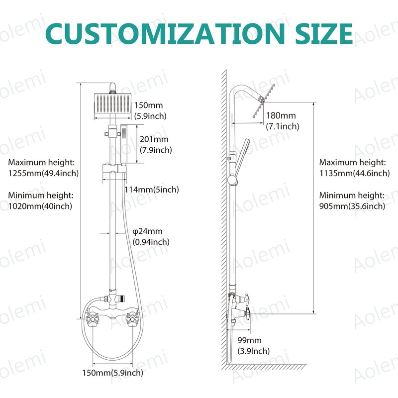Aolemi Wall Mount Outdoor Shower Kit,Outdoor Shower Fixtures Faucet System