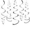 Black Party Hanging Swirl Decorations Plastic Streamer for Ceiling 5pcs