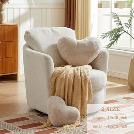 EastTree Heart Pillows, Christmas Heart Pillow, Beige Heart Shaped Pillows, Love Throw Pillows Gifts, Ultra Soft Faux Rabbit Fur Small Cute Pillows, Women Girls Kid Christmas Room Decor 10x13 Inch