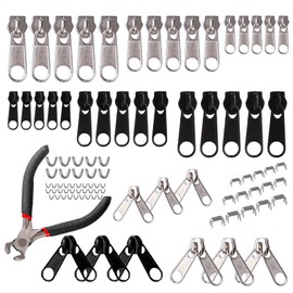 Eokeey Replacement Zip Set, 85 Pieces Zip Repair Kit, 3 mm, 5 mm, 8 mm, Metal Zip with Installation Pliers for Jacket, Tent, Luggage, Sleeping Bag, Suitcase