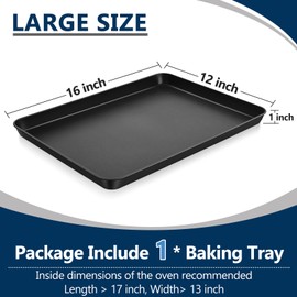 P&P CHEF 16 Inch Baking Cookie Sheet Pan, Carbon Steel Oven Tray, Non Stick Bakeware for Cooking Baking Bread Meat Vegetables, Sturdy & Healthy, Easy Clean, 1Pc