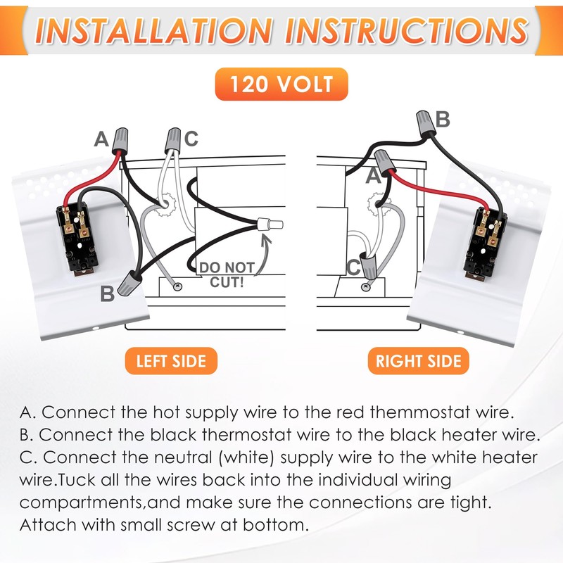 Feekoon Single Pole Built in Thermostat Compatible with Cadet BTF1W,