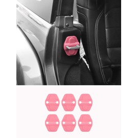 Savadicar Pink Interior Accessories - Door & Tailgate Latch Striker Trim Set for 2018-Present Jeep Wrangler JL JLU 4XE & Gladiator JT - Solid Color Interior Decor Upgrade Option, 6-Piece