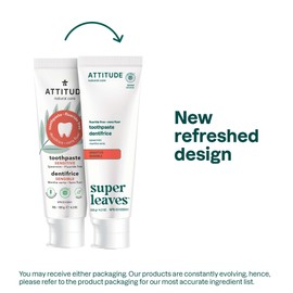 Attitude Fluoride-Free Sensitive Toothpaste, Spearmint Flavor, Vegan & Cruelty-Free, Sugar-Free, Plant & Mineral-Based Ingredients, Clean Oral Care, 4.2 Oz