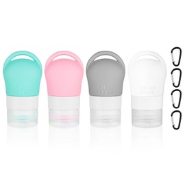 flintronic 4 Stück 38ml Silikon Reiseflaschen Set, Opret Reiseflaschen Zum Befüllen Toilettenartikel, Reiseset Reisegröße Behälter, Auslaufsichere Silikon-Reisebehälter