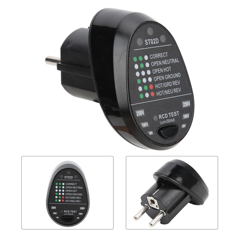 ST02D Electric Socket Tester Circuit Polarity Detector Mains Fault Checker