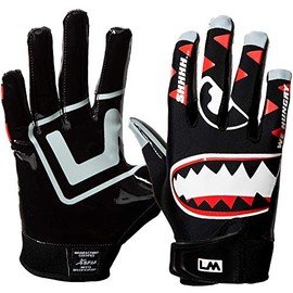 Loudmouth Football Gloves - Adult & Youth Sizes | Ultra Grip Silicone Palm | Form Fitting Spandex Fabric | Adjustable Neoprene Wristband | Adult & Youth Football Gloves (Black, Adult Small)