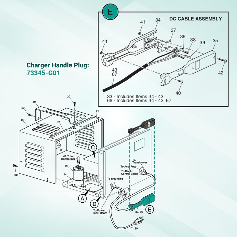 Drive-up 36V Powerwise Charger Receptacle Fit for EZGO Medalist TXT