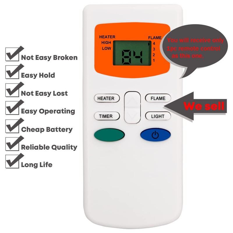 Replacement Remote Control for HHT Simplifire Electric Fireplace SF-ALL40-BK SF-ALL48-BK