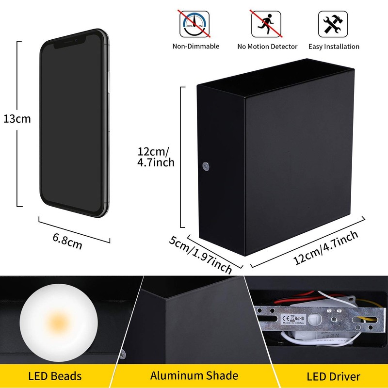 2 Pack LED Wall Sconce Mini 10W Hardwired, Lightess Modern