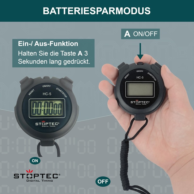 Stoptec Stoppuhr HC-5 | Ganz einfach: nur Start - Stopp