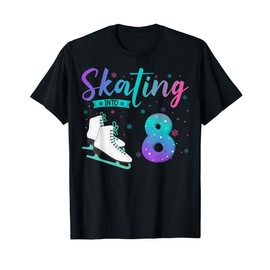 8 Year Old Girl Ice Skating Into 8th Birthday Kids T-Shirt
