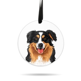WIRESTER Hanging Ornaments for Christmas Tree Holidays Party Home Decoration, Large 3 inch Acrylic Ready to Hang Ornament - Cute Black Aussie Australian Shepherd Dog