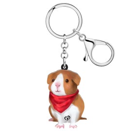 HUAGEO Acrylic Cute Guinea Pig Keychain Mouse Hamster Rat Animals Jewelry Backpack Car Purse Key Rings For Women Charm Gifts (Coffee)