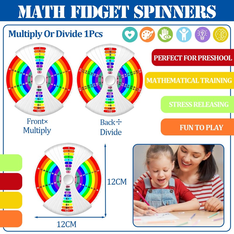 YAAVAAW Math Fidget Spinner,Math Fact Fidget Spinners,Number Fidget Toy,Double Sided