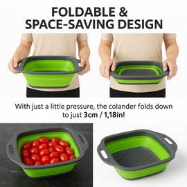 Collapsible Colander Lightweight Food Strainer Space Saving 24cm Collapsible Strainer with Handle Foldable Rice Sink Colander for Draining Pasta Vegetable Fruit Home Kitchen Accessories (Pack of 1)