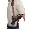 Barsony Horizontal Brown Leather Shoulder Holster for Walther PPQ PPX