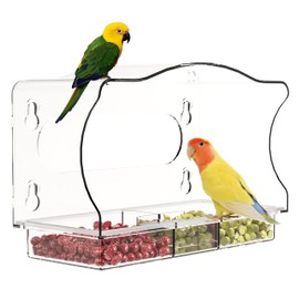 Window Bird Feeder with Strong Suction Cups - Clear Acrylic Bird Feeders for Outdoor Use, Easy-to-Clean Viewing Box for Cats and Birdwatching, Large Capacity, Curved Design for All-Weather Durability