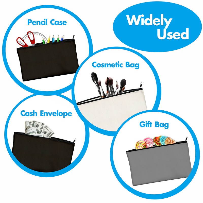 Vantasii Pack of 15 Empty Cotton/Canvas Zipper Bags, Black +